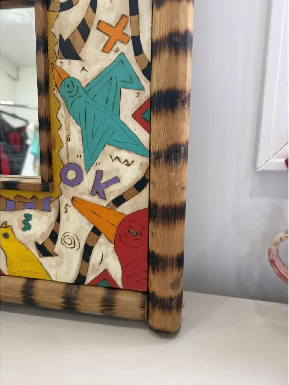 Wild Life Decorative Wall Mirror with Colorful Wooden Frame 14x14